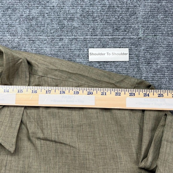 Vintage IQ Button Up Shirt Mens 3XL Green Long Sleeve Fabric Buttons USA Made - Picture 7 of 11